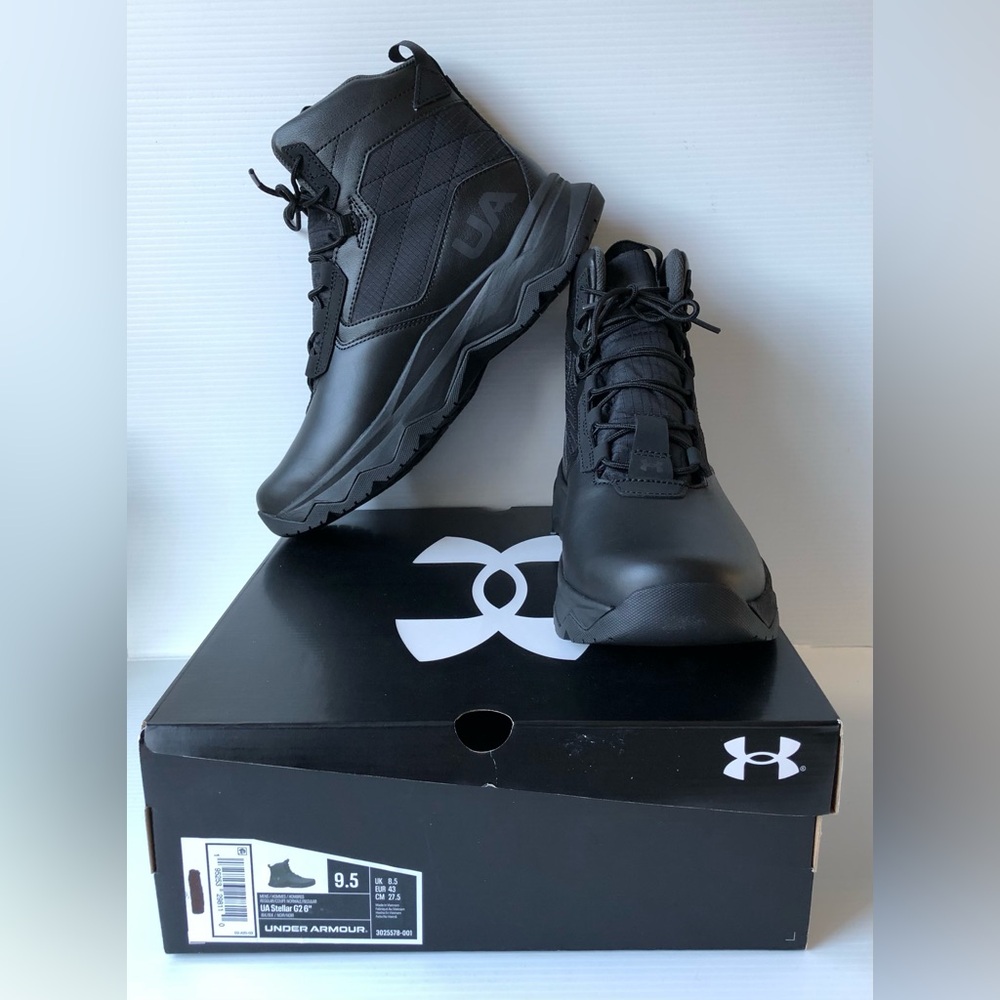 Under Armour Men's Stellar G2 6" Leather Military Tactical Boot Black Sz 9.5 New